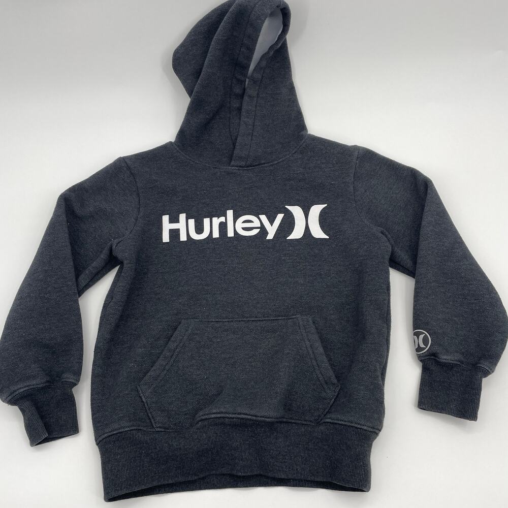 HURLEY Youth Hoodie Sweatshirt Size S Grey Kangaroo Pocket Pullover Grey